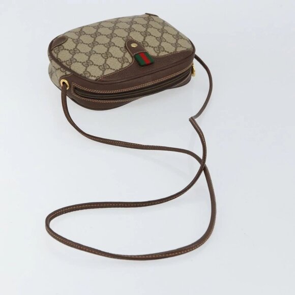 GUCCI GG Supreme Web Sherry Line Bag PVC Beige Red 156 02 066 Auth 150544 - Picture 7 of 15